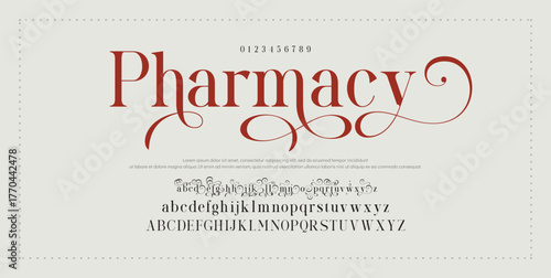 Elegant Font Uppercase Lowercase Number And Ampersand. Classic Lettering Minimal Fashion Designs. Typography modern serif fonts regular decorative vintage concept. vector illustration.