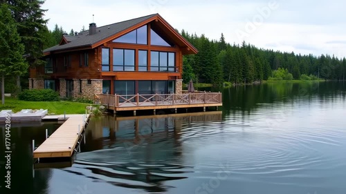 Lakeside Cabin with Wooden Dock