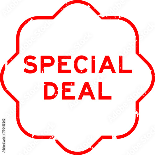 Grunge red special deal word rubber seal stamp on white background