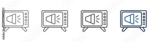 
outline icon sheet mass media with tv and loudspeaker design