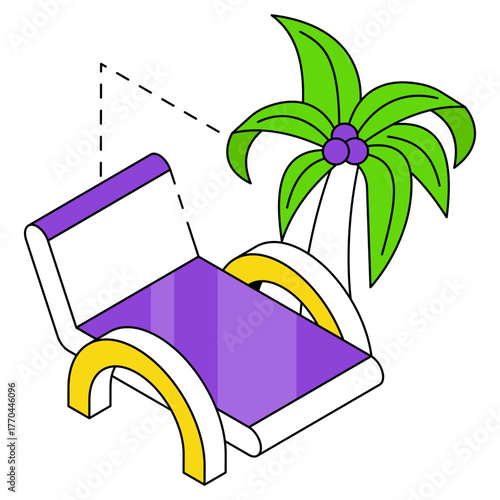 Modern design icon of deck chair 