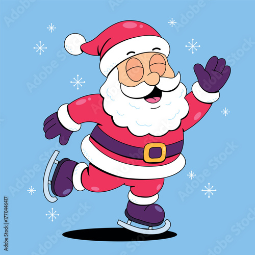 Santa Claus Enjoying a Festive Ice Skate