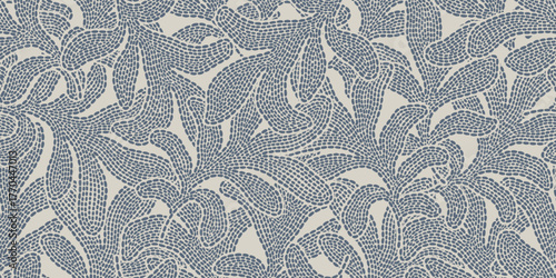 Abstract floral background with leaf seamless pattern with dotted flat.