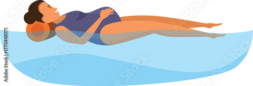 Pregnant woman enjoying water therapy, floating in pool, promoting health and wellness during pregnancy