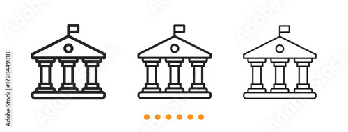 Ancient Government Building icon. Thin line icon vector