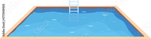 Rectangular swimming pool with ladder and clear blue water, perfect for a summer day