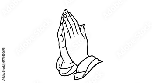 Symmetrical Line Drawing of Hands in a Gesture of Prayer