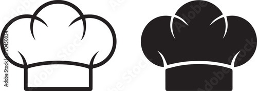 chef hat icon outline and solid vector set for culinary logo and sign