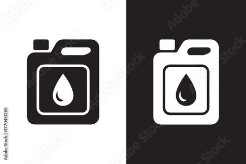 canister fuel can icon droplet silhouette for packaging and interface