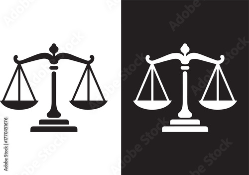 justice balance scale mirror black white duality emblem of law symbol