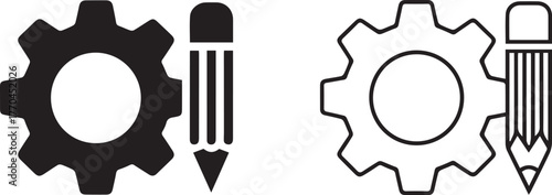 settings customization icon gear with pencil tool for preferences