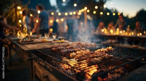 Outdoor barbecue dinner party