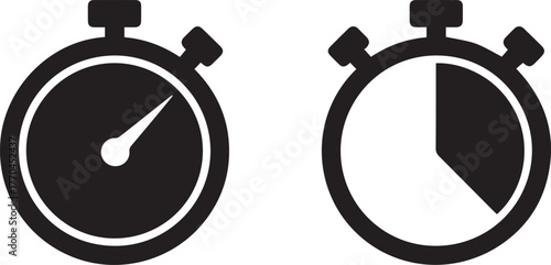 stopwatch icon duo black white timer graphics for interface