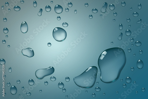 Water droplets background with reflection and light