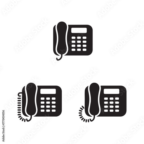 Landline Telephone Retro Communication Icons Collection