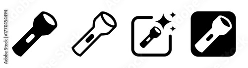 Realistic torch light icon with glowing beam, bright light sign and visible symbol in transparent PNG vector illustration