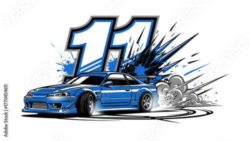 Drift Car Racing Dynamic Graffiti Style Illustration