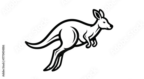Elegant Kangaroo Silhouette in Mid-Leap - A Study in Motion.