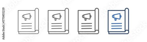 
outline icon sheet magazine ads with paper and megaphone design