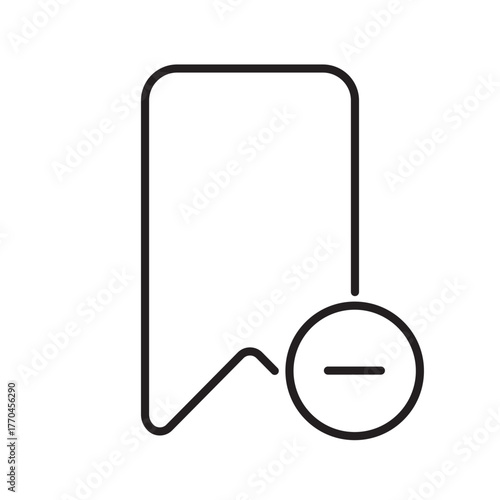 Sleek vector graphic for efficiently removing a bookmark, representing an untagging action within an expandable data bundle or saved item list, ideal for modern digital interface design elements