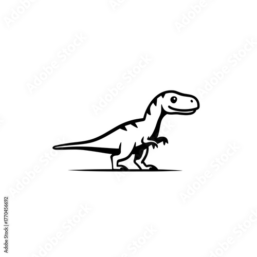 Albertosaurus. Albertosaurus simple black and white line art vector logo