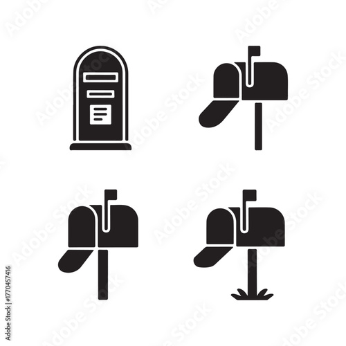 Postbox Mailbox Modern Postal Icons Set