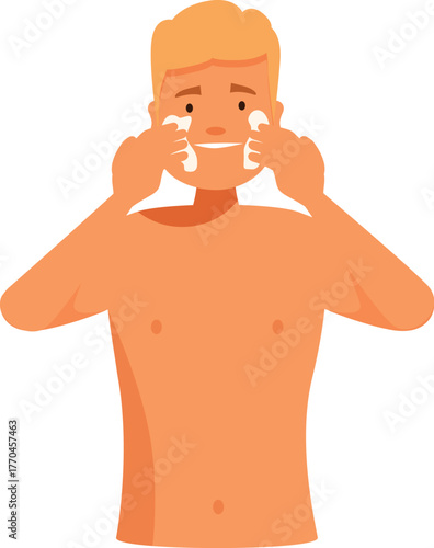 Man applying moisturizing cream for skincare treatment, daily morning routine, healthy lifestyle and hygiene concept