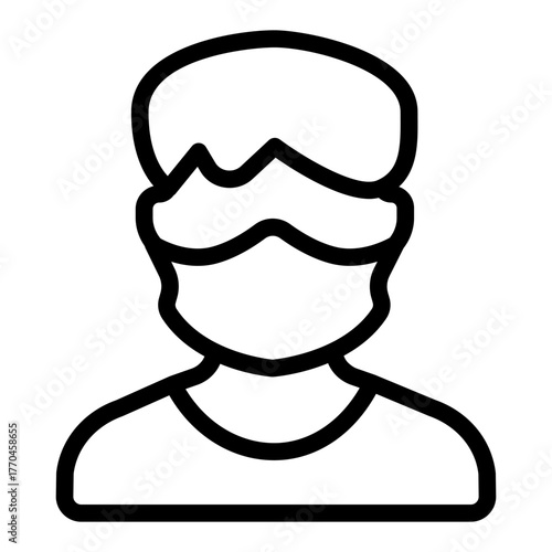 Man with antibacterial mask line icon, face protection concept. Vector graphics. Guy with protective mask, safety sign on white background, style icon mobile or web design.