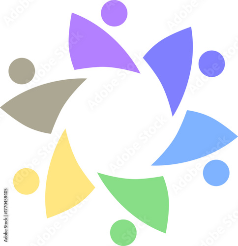 PEOPLE CONNECTED UNION TEAM TEAMWORK SIGN SYMBOL LOGO
