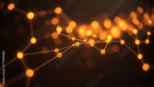 Abstract network of glowing nodes and lines in warm tones against a dark sophisticated backdrop.