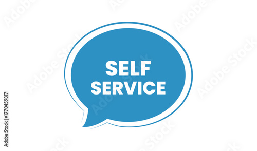 Blue speech bubble with the words self service inside