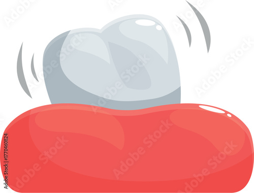 Shaky tooth moving on inflamed gums, indicating dental problem requiring dentist visit