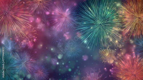 Wallpaper Mural Vibrant abstract fireworks background with bright bursts of color and light trails, perfect for festive celebration designs, new year’s eve parties, and colorful holiday events Torontodigital.ca