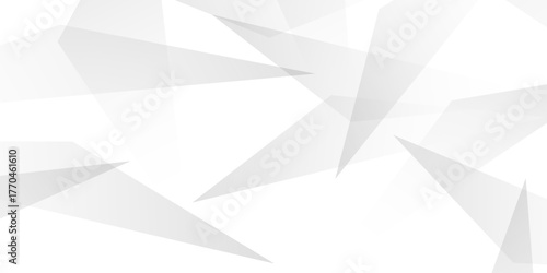 Abstract background with liens and triangles shape on white background. White and grey geometric overlapping rectangle pattern Geometric background soft shadows as patten ..White polygon textured .