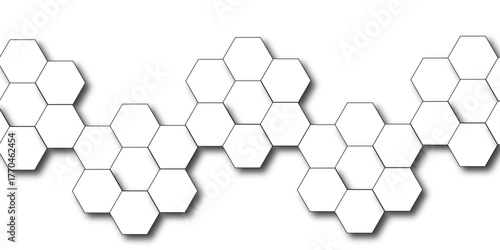 Abstract hexagon white background with shadow .white background Futuristic blue neon honeycombs. Modern technology design. Vector illustration