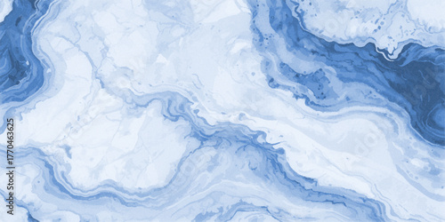 Swirling Icy Blue and White Hues, Evoking Natural Stone  Texture With Fluid Swirls For Backgrounds.