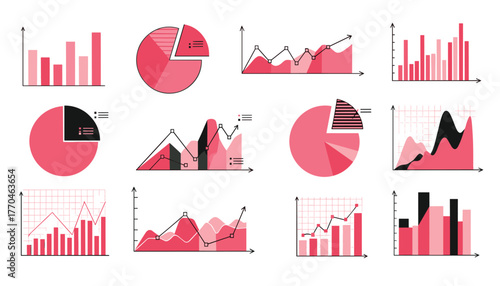 Dynamic charts and graphs showcasing business growth and data analysis, perfect for financial reports and presentations