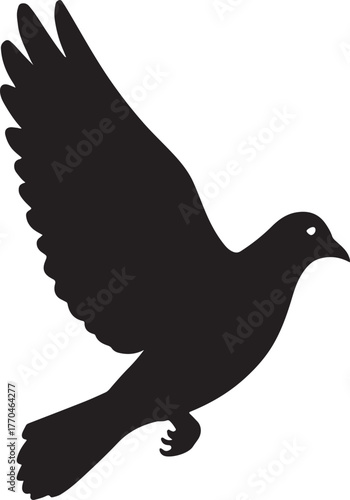 Pigeon Flying Vector Silhouette