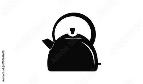 Simple black silhouette of a modern electric kettle on a white background