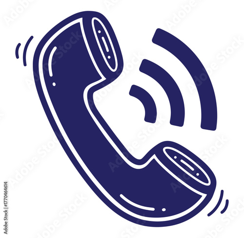 Vector illustration of a classic telephone handset with call connection signals