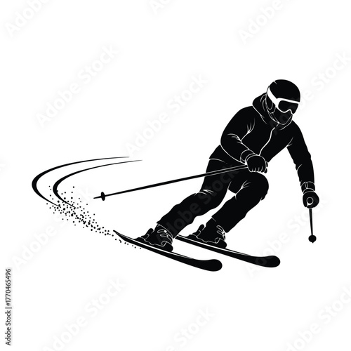 vector silhouette of an ice skater on a white background