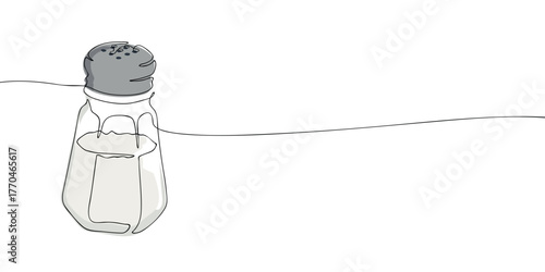 One line drawing of salt shaker isolated on white background. Minimal continuous line illustration for kitchen, cooking, and restaurant design.