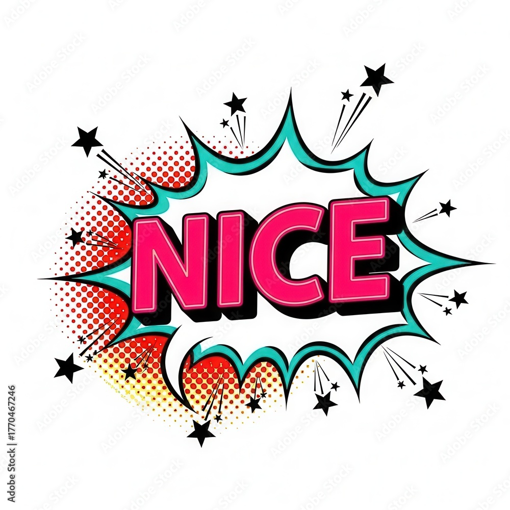 Obraz premium Comic book style 'nice' speech bubble explosion burst