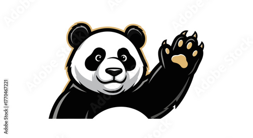 Friendly Panda Mascot Waving with a Cheerful Expression.