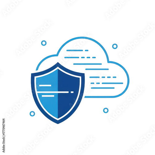 Cloud security with shield isolated on transparent background is a must for any business