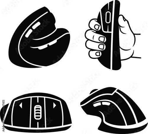 Four different computer mouse icons in black silhouette