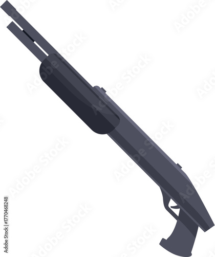 Pump action shotgun isolated on white background representing hunting and crime