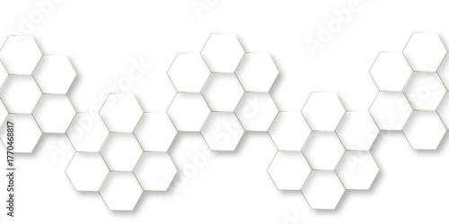 Abstract hexagon white background with shadow .white background Futuristic blue neon honeycombs. Modern technology design. Vector illustration