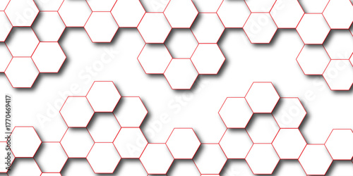 Abstract hexagon white background with shadow .white background Futuristic blue neon honeycombs. Modern technology design. Vector illustration