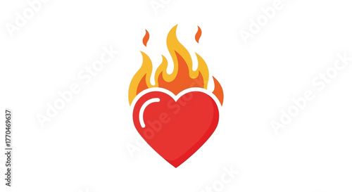 Burning Heart Icon Passion, Love, and Desire Symbolized in a Fiery Illustration